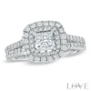 Thumbnail Image 1 of Previously Owned - Vera Wang Love Collection 1-1/2 CT. T.W. Princess-Cut Diamond Frame Engagement Ring in 14K White Gold