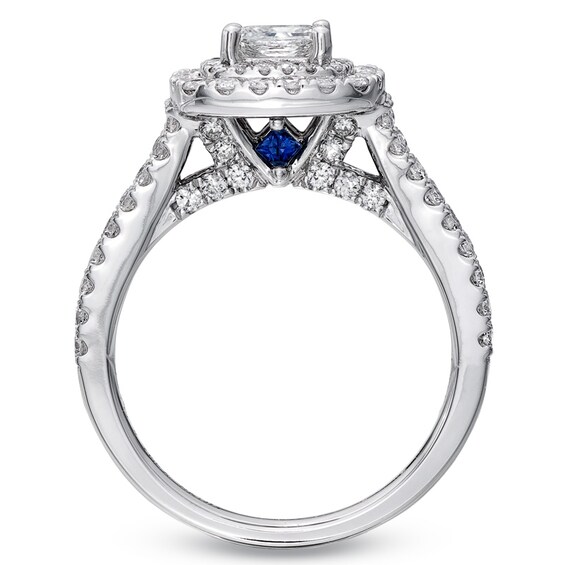 Previously Owned - Vera Wang Love Collection 1-1/2 CT. T.w. Princess-Cut Diamond Frame Engagement Ring in 14K White Gold