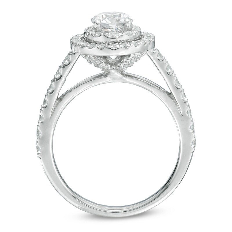 Main Image 3 of Previously Owned - 2 CT. T.W. Diamond Oval Frame Bridal Set in 14K White Gold