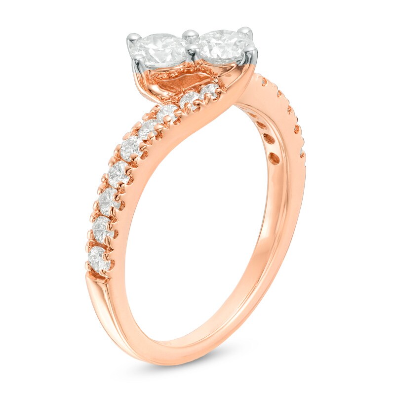 Main Image 2 of Previously Owned - Ever Us® 1 CT. T.W. Two-Stone Diamond Bypass Ring in 14K Rose Gold