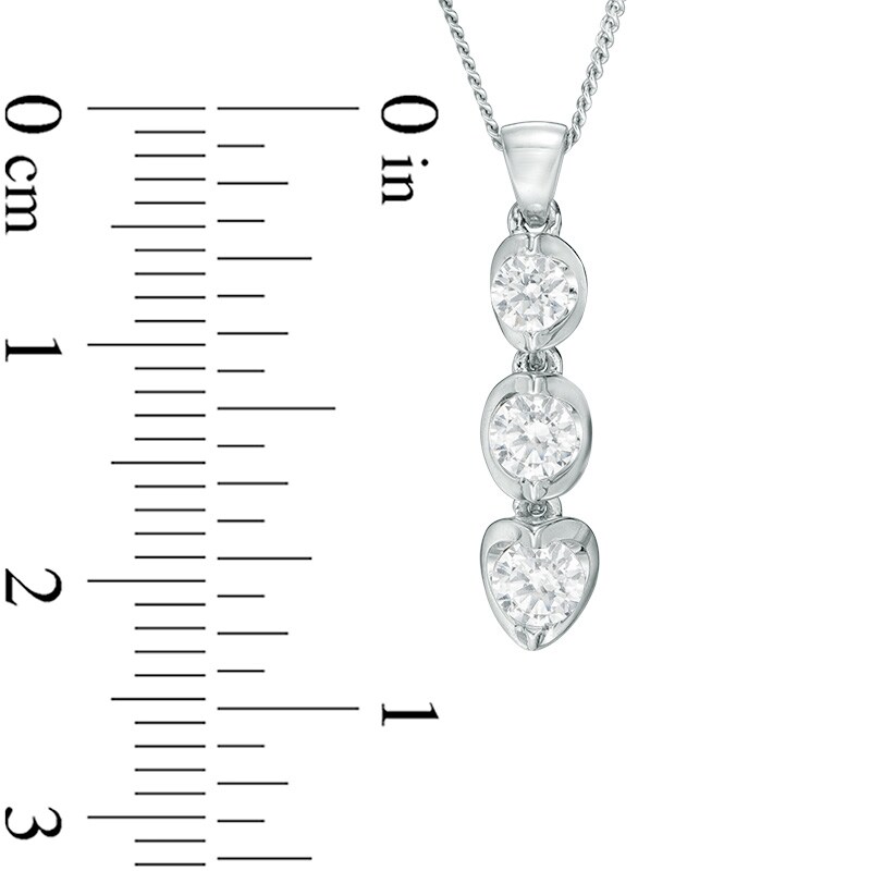 Main Image 2 of Previously Owned - 1/2 CT. T.W.   Diamond Three Stone Tension-Set Pendant in 14K White Gold (I/I2) - 17"