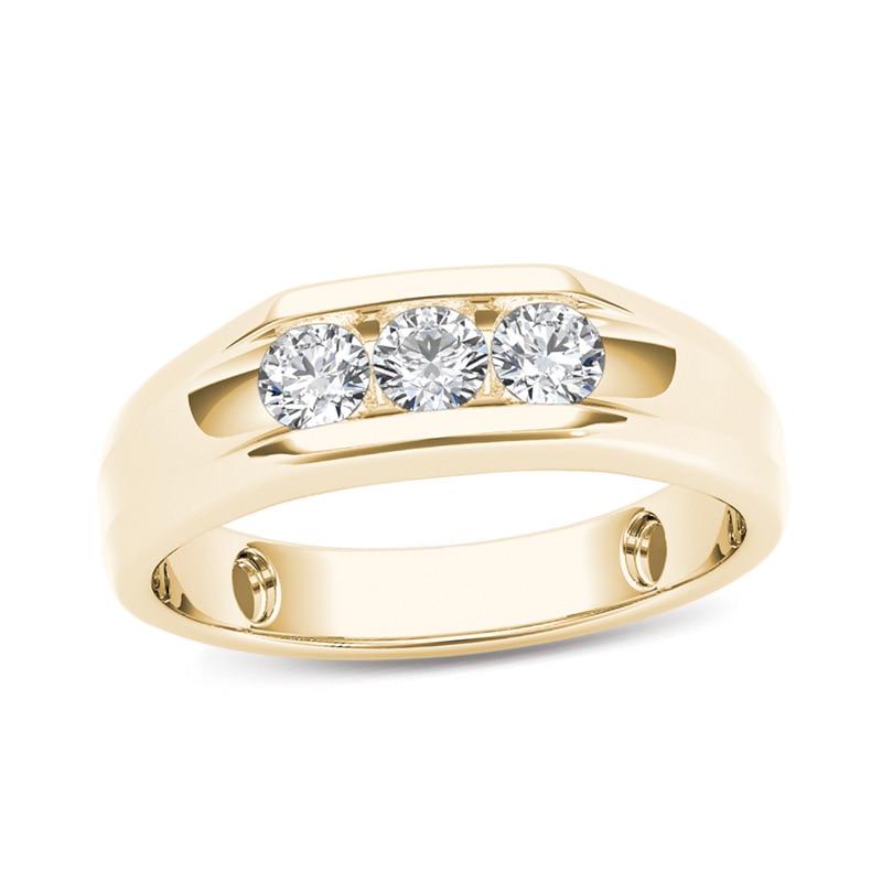 Main Image 1 of Previously Owned - 1/2 CT. T.W. Diamond Three Stone Wedding Band in 14K Gold