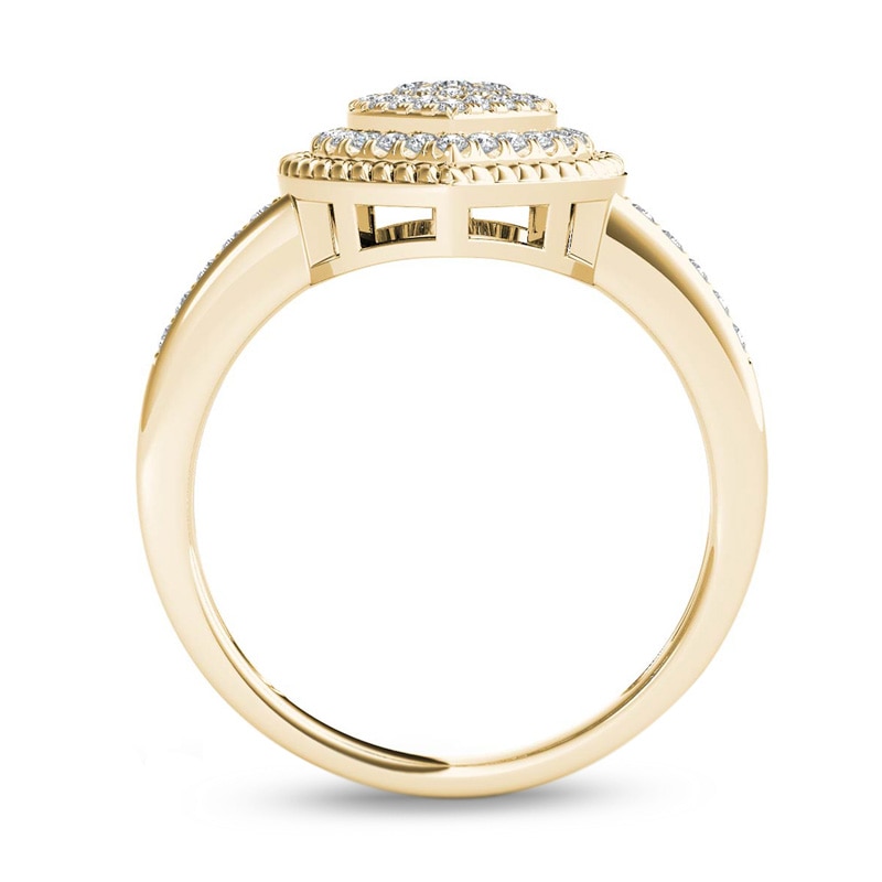 Main Image 3 of Previously Owned - 1/4 CT. T.W. Composite Diamond Heart-Shaped Rope Frame Ring in 10K Gold