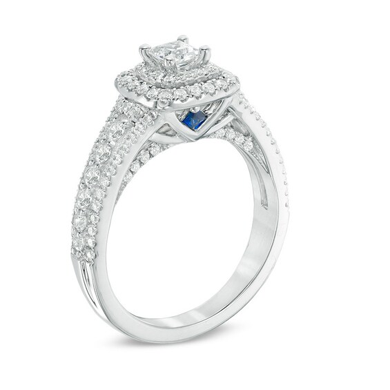 Previously Owned - Vera Wang Love Collection 1 CT. T.w. Princess-Cut Diamond Frame Engagement Ring in 14K White Gold