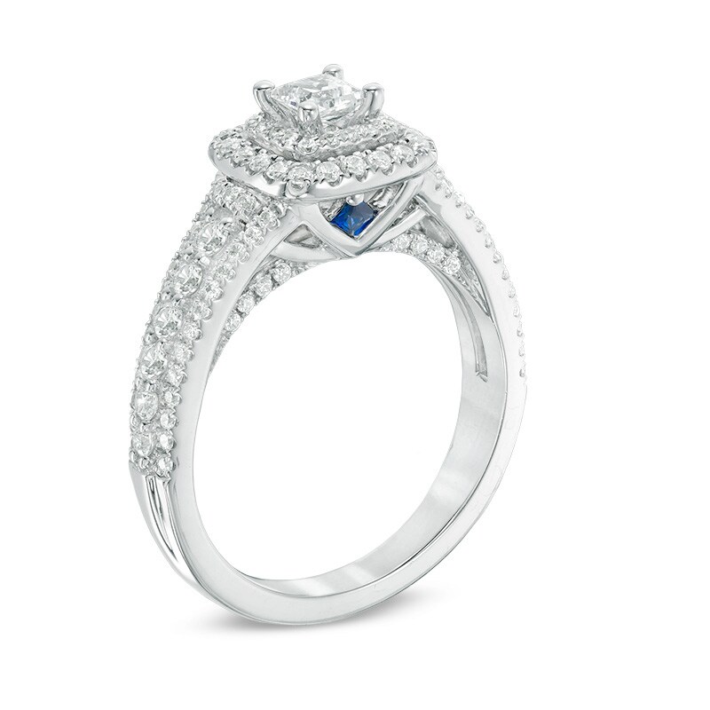 Main Image 2 of Previously Owned - Vera Wang Love Collection 1 CT. T.W. Princess-Cut Diamond Frame Engagement Ring in 14K White Gold