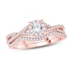 Thumbnail Image 1 of Previously Owned - 1/2 CT. T.W. Diamond Frame Twist Bridal Set in 14K Rose Gold
