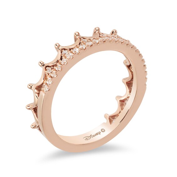 Previously Owned - Enchanted Disney Princess 1/6 CT. T.w. Diamond Tiara Wedding Band in 14K Rose Gold
