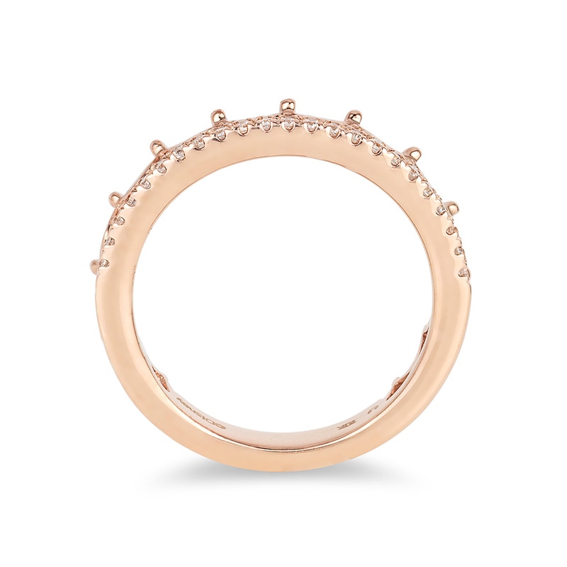 Main Image 3 of Previously Owned - Enchanted Disney Princess 1/6 CT. T.W. Diamond Tiara Wedding Band in 14K Rose Gold