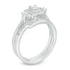Thumbnail Image 2 of Previously Owned - 1/3 CT. T.W. Princess-Cut Diamond Three Stone Frame Bridal Set in 10K White Gold
