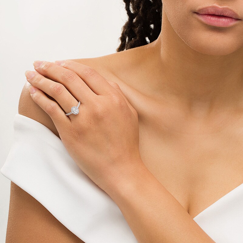 Main Image 2 of Previously Owned - Love's Destiny by Zales 1 CT. T.W. Diamond Scallop Engagement Ring in 14K White Gold (I/SI2)