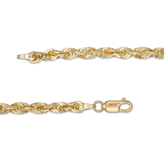 Previously Owned - Men's 4.4mm Diamond-Cut Glitter Rope Chain Necklace in 10K Gold - 24"