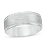 Thumbnail Image 1 of Previously Owned - 8.0mm Multi-Finish Center Stripe Bevelled Edge Comfort-Fit Wedding Band in 10K White Gold