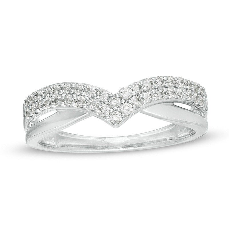 Main Image 1 of Previously Owned - 1/3 CT. T.W. Diamond Chevron Anniversary Band in 14K White Gold