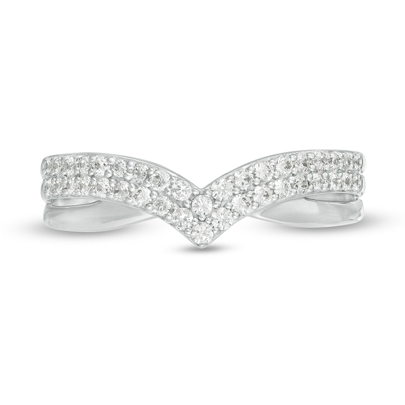 Main Image 4 of Previously Owned - 1/3 CT. T.W. Diamond Chevron Anniversary Band in 14K White Gold