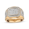 Thumbnail Image 1 of Previously Owned - 2 CT. T.W. Octagonal Composite Diamond Frame Multi-Row Stepped Shank Ring in 10K Gold