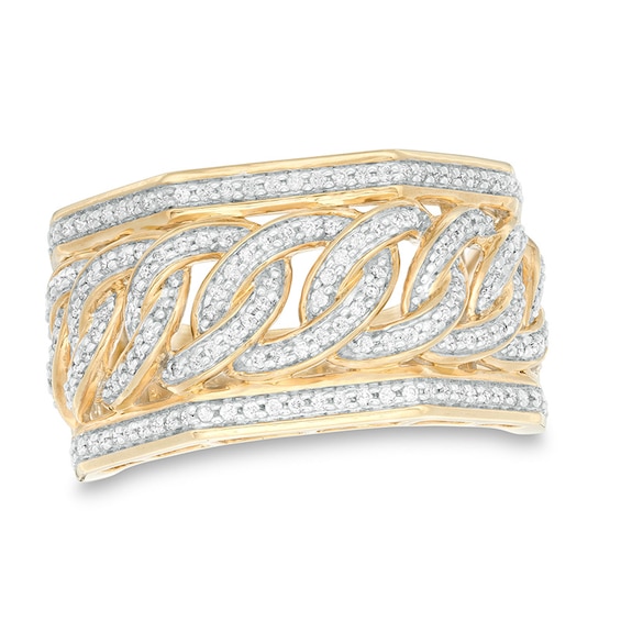 Previously Owned - 1/2 CT. T.w. Diamond Curb Link Ring in 10K Gold