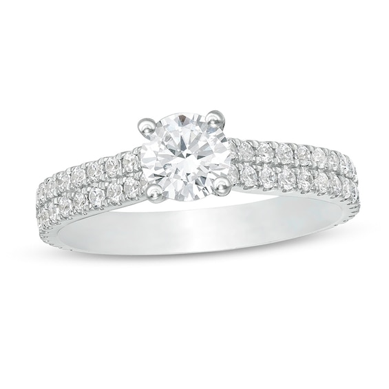 Previously Owned - 1-1/4 CT. T.w. Diamond Double Row Engagement Ring in 14K White Gold