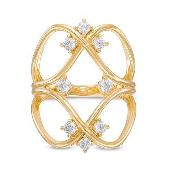 Previously Owned - Remixed Reimagined 1/2 CT. T.w. Diamond Multi-Row Orbit Open Shank Ring in 10K Gold