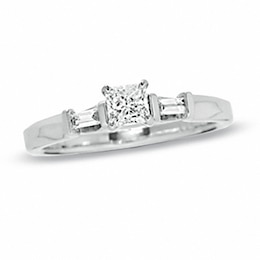 Previously Owned - 1/2 CT. T.W. Princess-Cut Diamond Engagement Ring in 14K White Gold