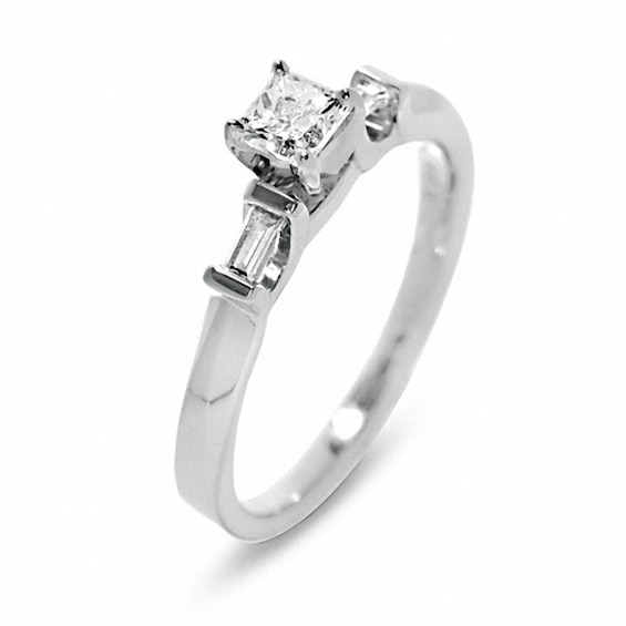 Previously Owned - 1/2 CT. T.w. Princess-Cut Diamond Engagement Ring in 14K White Gold