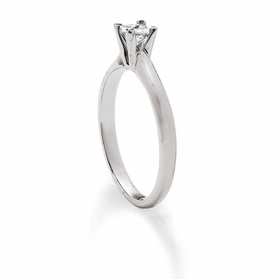 Previously Owned - 1/2 CT. Square-Cut Diamond Solitaire Engagement Ring in 18K White Gold - Signature Collection