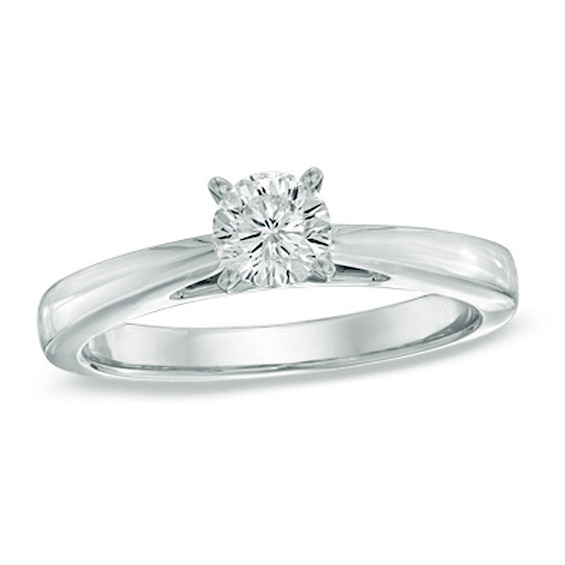 Previously Owned - 1 CT. T.w. Bezel Set Princess-Cut Diamond Solitaire Engagement Ring in 14K White Gold