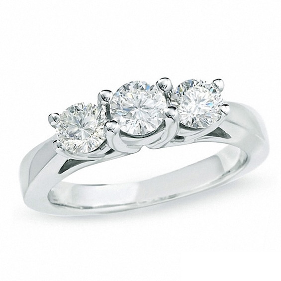Previously Owned - Celebration Lux® 1 CT. T.w. Diamond Three Stone Ring in 14K White Gold (I/Si2)