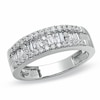 Thumbnail Image 1 of Previously Owned - 3/4 CT. T.W. Baguette and Round Channel Diamond Band in 14K White Gold