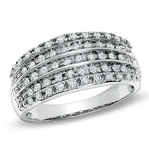 Previously Owned - 1/2 CT. T.w. Diamond Five Row Anniversary Band in 10K White Gold