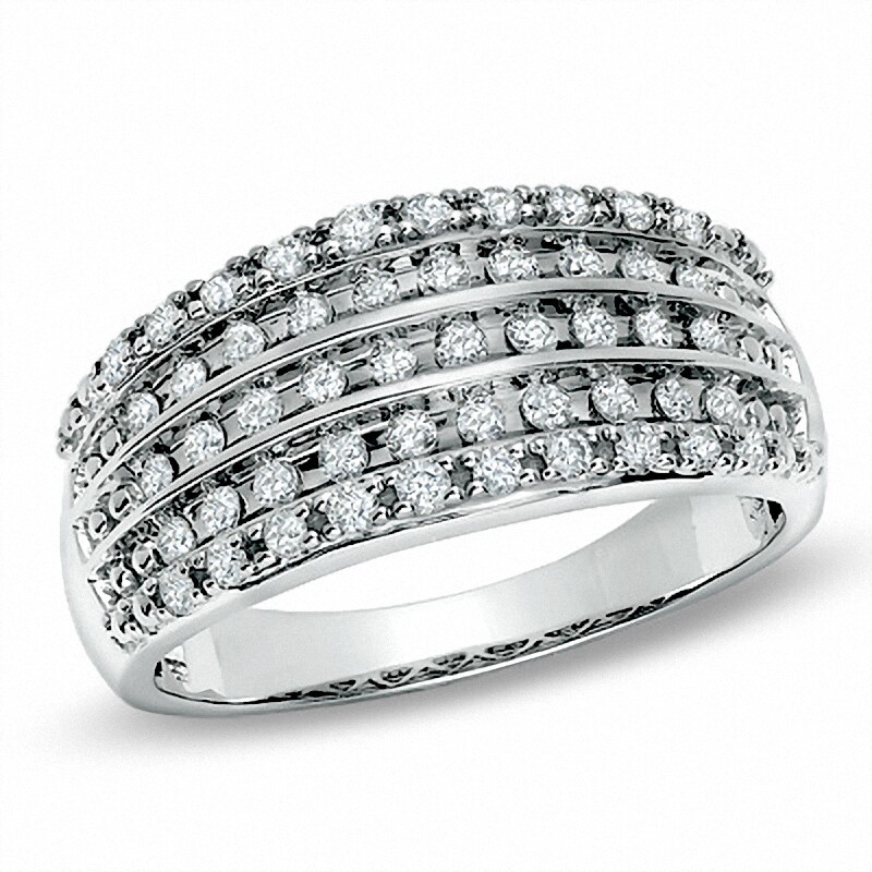Main Image 1 of Previously Owned - 1/2 CT. T.W. Diamond Five Row Anniversary Band in 10K White Gold