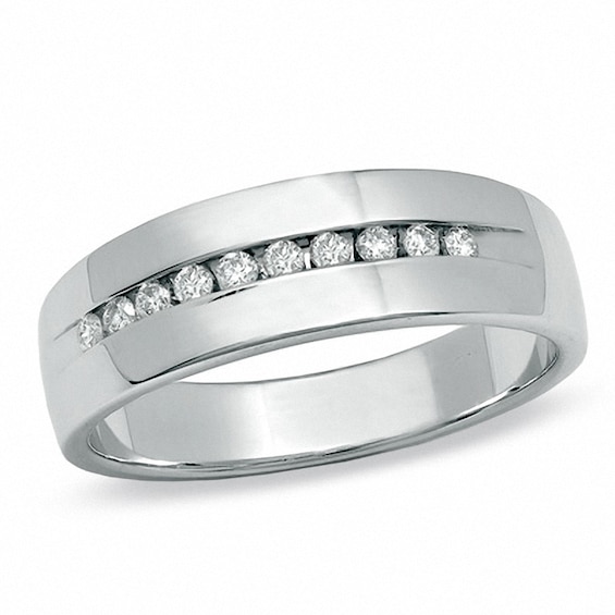 Previously Owned - 1/4 CT. T.w. Channel Set Diamond Wedding Band in 14K White Gold