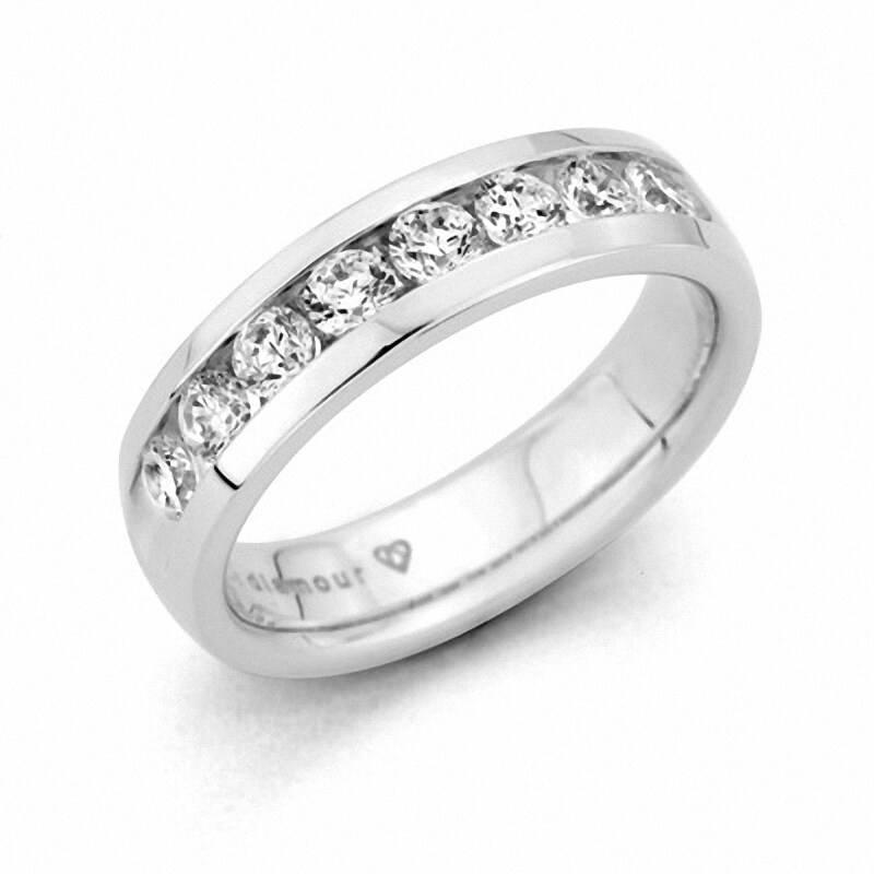 Main Image 1 of Previously Owned - 1 CT. T.W. Diamond Channel Set Wedding Band in 14K White Gold (H/VS2)
