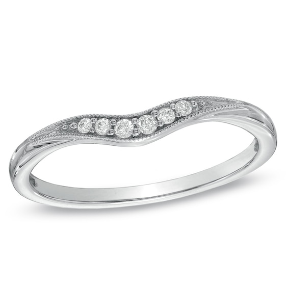 Previously Owned - Diamond Accent Contour Wedding Band in 14K White Gold
