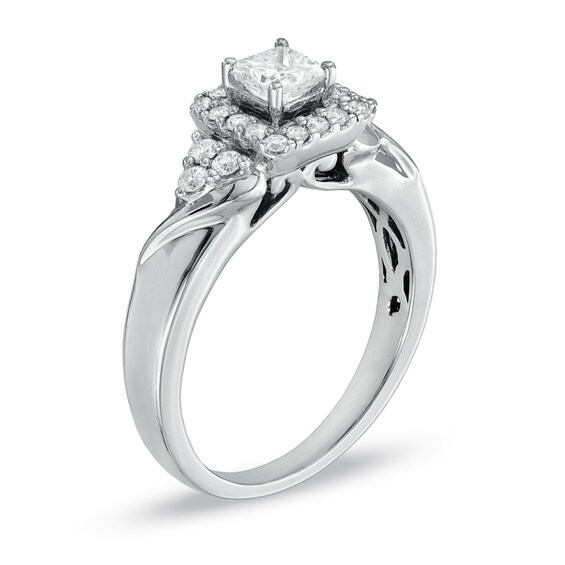 Previously Owned - 5/8 CT. T.w. Princess-Cut Diamond Frame Engagement Ring in 10K White Gold