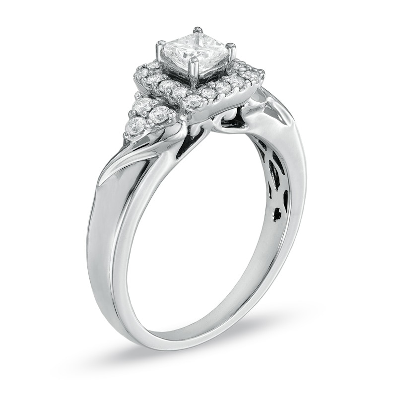 Main Image 2 of Previously Owned - 5/8 CT. T.W. Princess-Cut Diamond Frame Engagement Ring in 10K White Gold