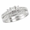 Thumbnail Image 1 of Previously Owned - 1-1/2 CT. T.W. Princess-Cut Diamond Three Stone Bridal Set in 14K White Gold