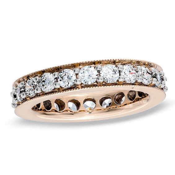 Previously Owned - 2 CT. T.w. Diamond Vintage-Style Eternity Wedding Band in 14K Rose Gold