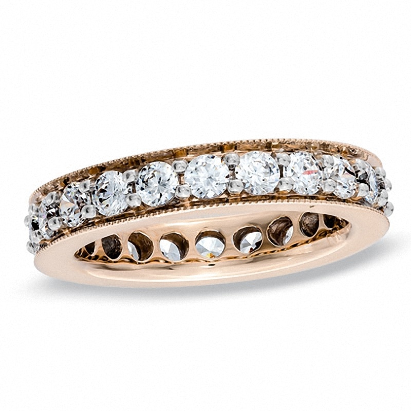 Main Image 1 of Previously Owned - 2 CT. T.W. Diamond Vintage-Style Eternity Wedding Band in 14K Rose Gold