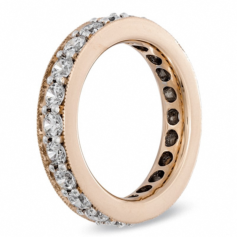 Main Image 2 of Previously Owned - 2 CT. T.W. Diamond Vintage-Style Eternity Wedding Band in 14K Rose Gold