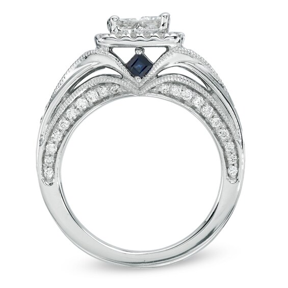 Previously Owned - Vera Wang Love Collection 1 CT. T.w. Quad Princess-Cut Diamond Engagement Ring in 14K White Gold