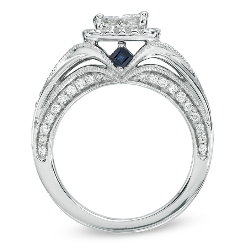 Main Image 3 of Previously Owned - Vera Wang Love Collection 1 CT. T.W. Quad Princess-Cut Diamond Engagement Ring in 14K White Gold