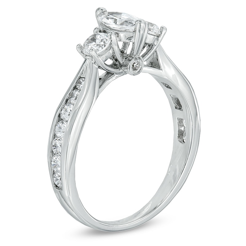 Main Image 2 of Previously Owned - 1 CT. T.W. Marquise Diamond Past Present Future® Engagement Ring in 14K White Gold