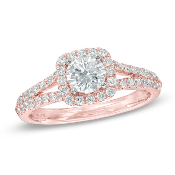Previously Owned - Celebration Fireâ¢ 1 CT. T.w. Diamond Frame Engagement Ring in 14K Rose Gold (H-I/Si1-Si2)
