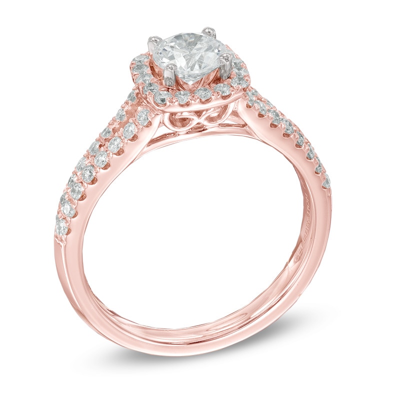 Main Image 2 of Previously Owned - Celebration Fire™ 1 CT. T.W. Diamond Frame Engagement Ring in 14K Rose Gold (H-I/SI1-SI2)