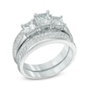 Thumbnail Image 2 of Previously Owned - 2-1/4 CT. T.W. Princess-Cut Diamond Past Present Future® Bridal Set in 14K White Gold