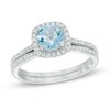 Thumbnail Image 1 of Previously Owned - 6.0mm Aquamarine and 1/4 CT. T.W. Diamond Frame Bridal Set in 14K White Gold