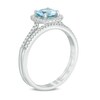 Thumbnail Image 2 of Previously Owned - 6.0mm Aquamarine and 1/4 CT. T.W. Diamond Frame Bridal Set in 14K White Gold