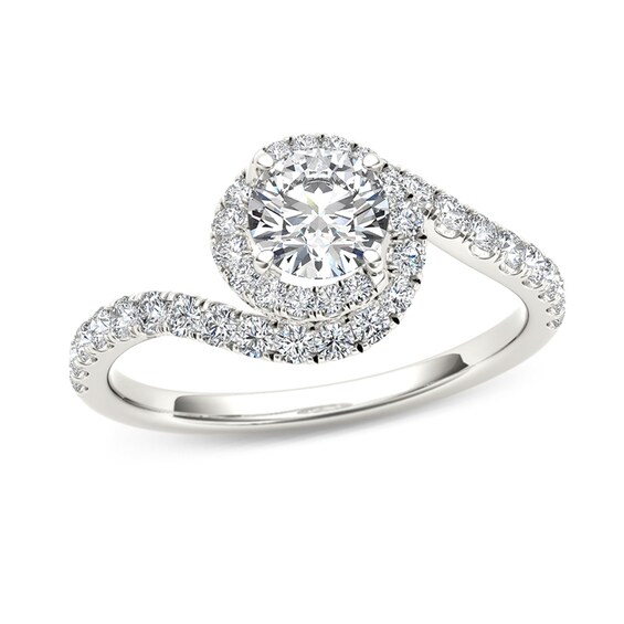 Previously Owned - 3/4 CT. T.w. Diamond Swirl Frame Bypass Engagement Ring in 14K White Gold