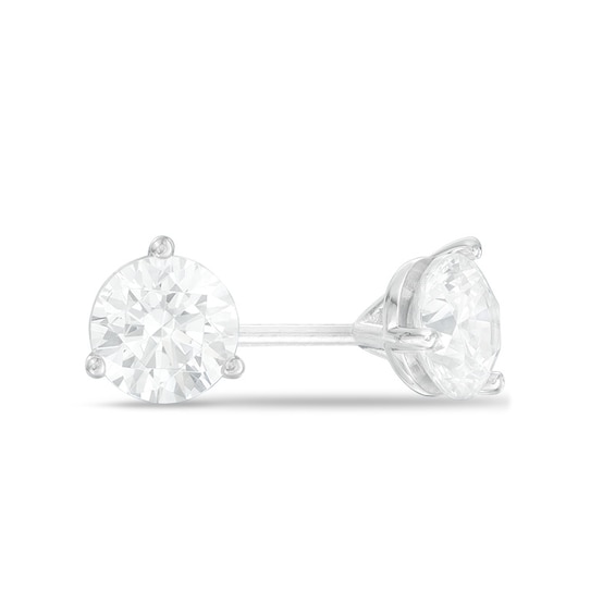 Previously Owned - 1 CT. T.w. Canadian Diamond Solitaire Earrings in 14K White Gold (I/I2)