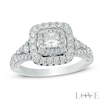 Thumbnail Image 1 of Previously Owned - Vera Wang Love Collection 1-1/3 CT. T.W. Diamond and Sapphire Frame Engagement Ring in 14K White Gold